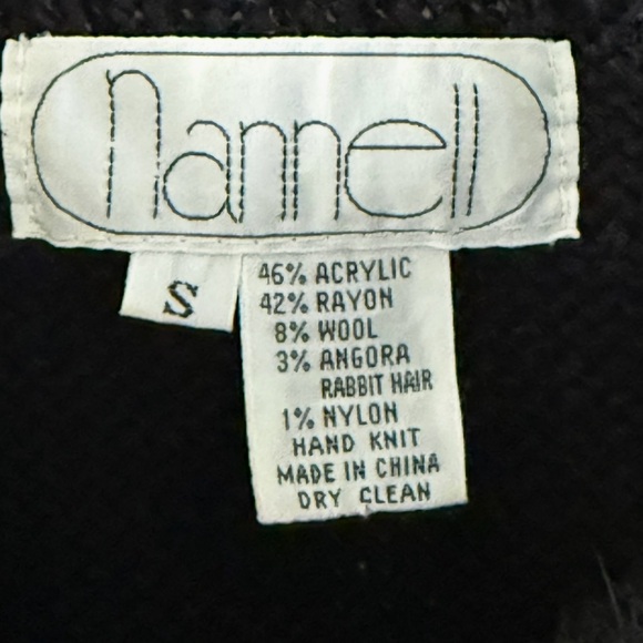 Vintage Nannell Hand Knitted angora rabbit hair/wool blend black white Sweater S - Picture 4 of 5